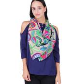 Anekaant Beige & Multicolour Viscose Rayon Printed Floral Solid Frayed Scarf