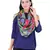 Anekaant Grey & Multicolour Viscose Rayon Printed Floral Solid Frayed Scarf