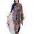 Anekaant Grey & Multicolour Viscose Rayon Printed Floral Solid Frayed Scarf