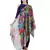 Anekaant Grey & Multicolour Viscose Rayon Printed Floral Solid Frayed Scarf