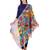 Anekaant Blue & Multicolour Viscose Rayon Printed Floral Solid Frayed Scarf