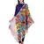 Anekaant Blue & Multicolour Viscose Rayon Printed Floral Solid Frayed Scarf