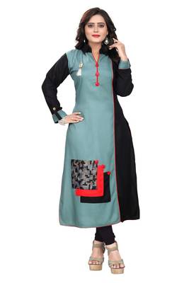 Grey Plain Rayon Kurti 1