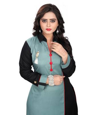 Grey Plain Rayon Kurti 2
