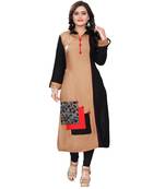 Beige Plain Rayon Kurti