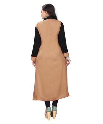 Beige Plain Rayon Kurti 3