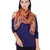Copper Synthetic Polyester Organza (Poly Silk) Solid Embroidered Sequined Stole
