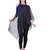Black Polyester Solid Lurex Striped Tasselled Scarf