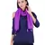 Purple Polyester Solid Lurex Striped Tasselled Scarf