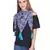 Royal Blue & Multi Synthetic Polyester Printed Geometric Tasselled Scarf