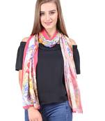 Pink/Multi Modal Printed Frayed Scarf (75x200 cm)