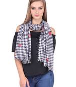 White Black Modal  Frayed Stole (75x180 cm)