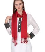 Maroon Viscose Rayon Solid Fringed Stole (55x180 cm)