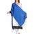 Blue Viscose Rayon Solid Fringed Stole (55x180 cm)