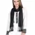 Black Viscose Rayon Solid Fringed Stole (55x180 cm)