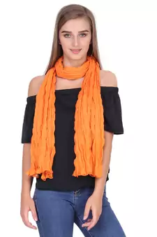 Orange Solid Cotton Crinckled Scarf(110X180CM)