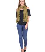 Forest Green/Khakhi Solid Cotton Crinckled Scarf(110X180CM)