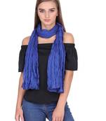 Light Navy/Electric Blue Solid Cotton Crinckled Scarf(110X180CM)