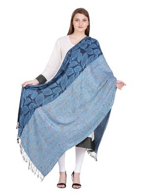 Blue & Multicolour Viscose Jacquard Shawl (70x210 cm) 3
