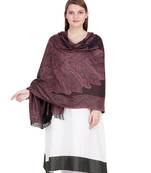 Brown & Black Floral Viscose Jacquard Shawl (70x200 cm)
