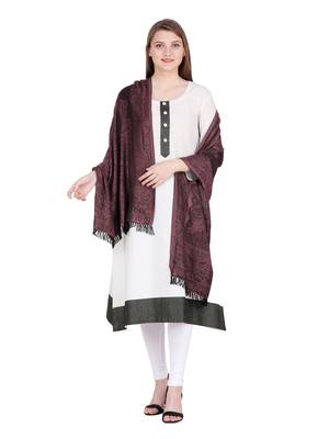 Brown & Black Floral Viscose Jacquard Shawl (70x200 cm) 2