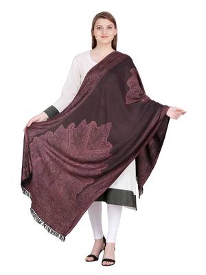 Brown & Black Floral Viscose Jacquard Shawl (70x200 cm) 3