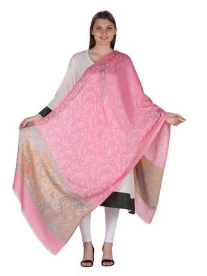 Light Pink & Multicolour Viscose Jacquard  Shawl (70x200 cm) 3