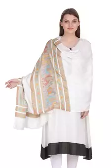 White & Multicolour Viscose Shawl (70x200 cm)