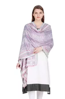 Off White & Multicolour Viscose Shawl (70x200 cm)