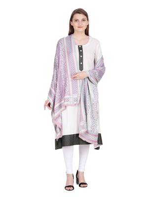 Off White & Multicolour Viscose Shawl (70x200 cm) 2