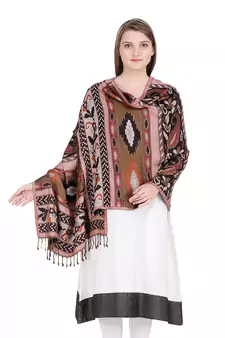 Brown & Multicolour Viscose Shawl (70x200 cm)