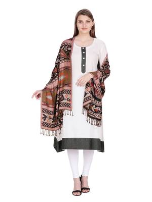 Brown & Multicolour Viscose Shawl (70x200 cm) 2