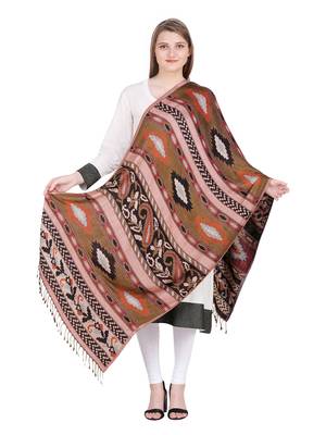 Brown & Multicolour Viscose Shawl (70x200 cm) 3