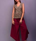 Dark-red printed cotton kurta-sets