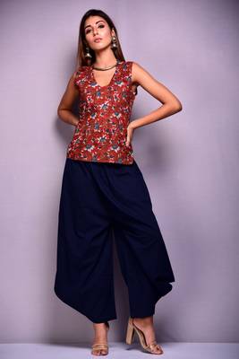 Dark-blue printed cotton kurta-sets 1