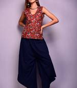 Dark-blue printed cotton kurta-sets
