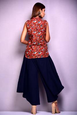 Dark-blue printed cotton kurta-sets 2
