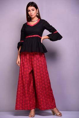 Black plain cotton kurta-sets 1