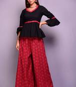 Black plain cotton kurta-sets