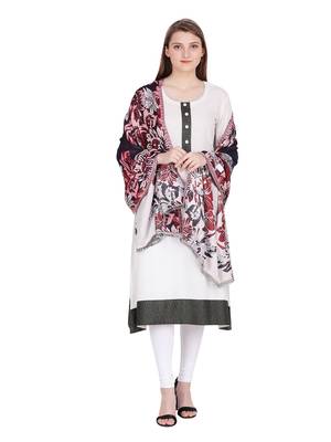 Brown & Multicolour Viscose Jacquard Reversible Shawl (65X200 cm) 2