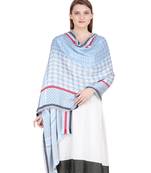Blue Checkered Modal Jacquard Reversible Shawl (70X200 cm)