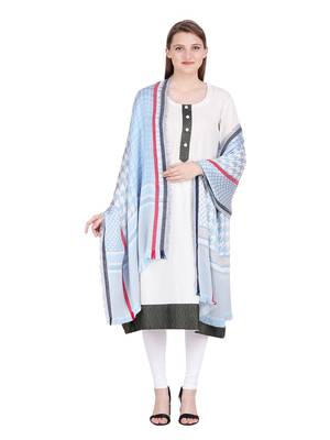 Blue Checkered Modal Jacquard Reversible Shawl (70X200 cm) 2