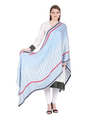 Blue Checkered Modal Jacquard Reversible Shawl (70X200 cm) 3