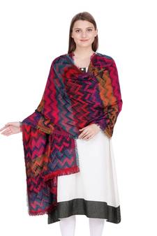 Maroon & Multicolour Modal Jacquard Design Shawl (70X210 cm)
