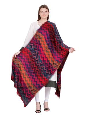 Maroon & Multicolour Modal Jacquard Design Shawl (70X210 cm) 3