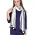 White & Black striped Cotton Pompom Scarf(50X180 cm)