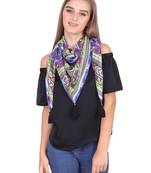 purple And Multicolour Cotton Tassels Square Scarf (100X100 cm)