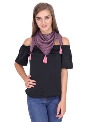 purple Viscose tassels Square Scarf (65X65 cm) 1