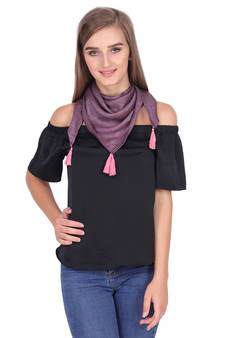 purple Viscose tassels Square Scarf (65X65 cm)