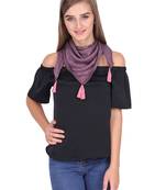 purple Viscose tassels Square Scarf (65X65 cm)